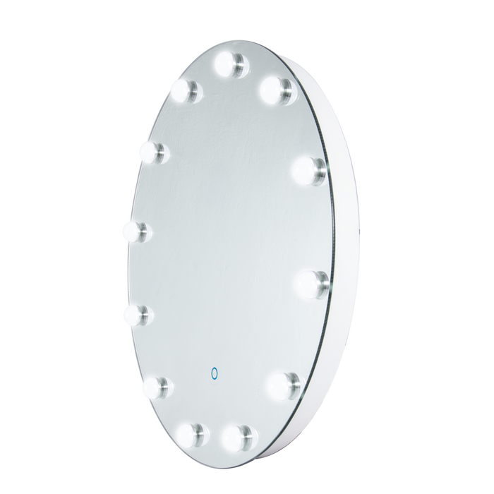 SL Espejo tocador circular 12 esferas luz fría 24W Diametro 600 y fondo 50