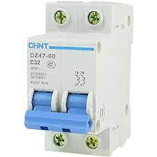 Chint EB(DZ47)3-6KA 2x10 interruptor riel din, corriente nominal (A) 10, curva disparo C, cap. interrup. (KA) 3-6, voltaje nominal (V) 230/400